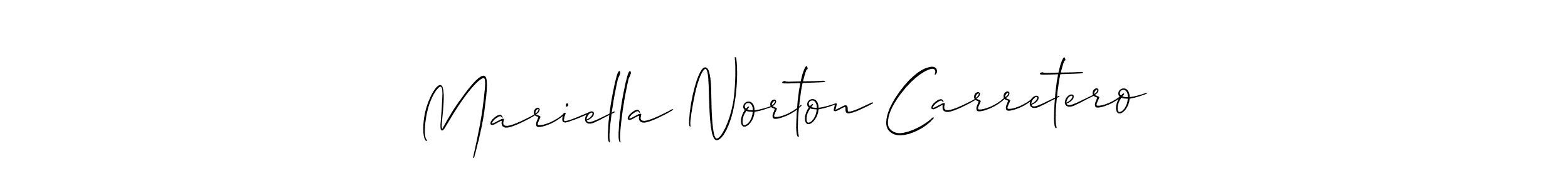 Create a beautiful signature design for name Mariella Norton Carretero. With this signature (Allison_Script) fonts, you can make a handwritten signature for free. Mariella Norton Carretero signature style 2 images and pictures png