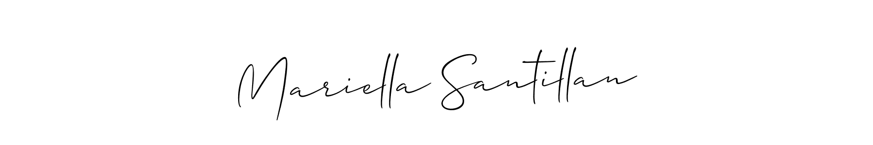 The best way (Allison_Script) to make a short signature is to pick only two or three words in your name. The name Mariella Santillan include a total of six letters. For converting this name. Mariella Santillan signature style 2 images and pictures png