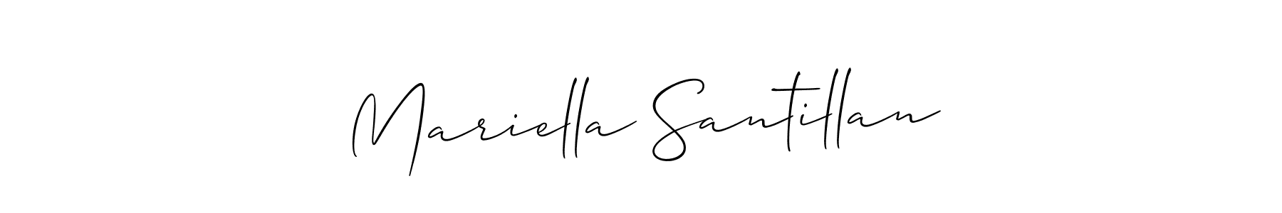 The best way (Allison_Script) to make a short signature is to pick only two or three words in your name. The name Mariella Santillan include a total of six letters. For converting this name. Mariella Santillan signature style 2 images and pictures png