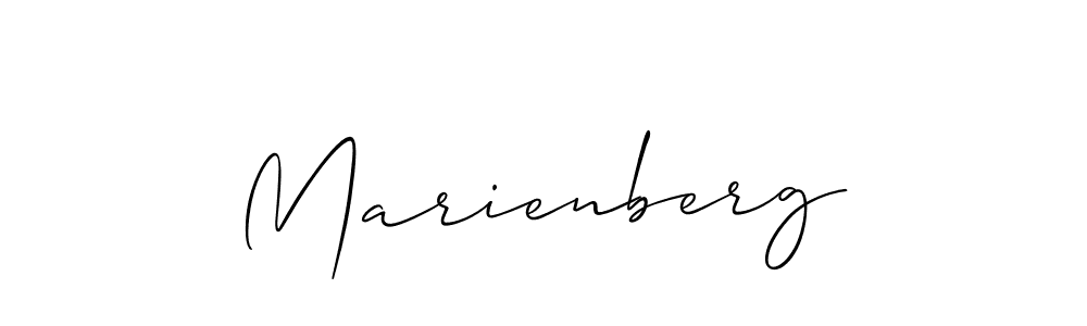 Design your own signature with our free online signature maker. With this signature software, you can create a handwritten (Allison_Script) signature for name Marienberg. Marienberg signature style 2 images and pictures png