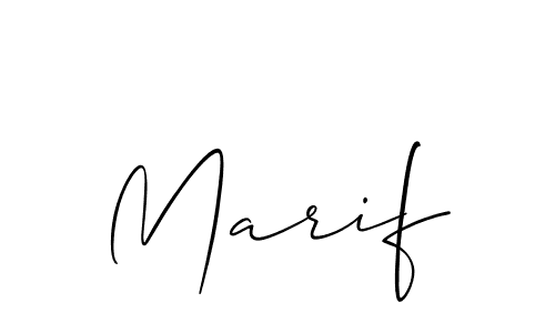 Design your own signature with our free online signature maker. With this signature software, you can create a handwritten (Allison_Script) signature for name Marif. Marif signature style 2 images and pictures png