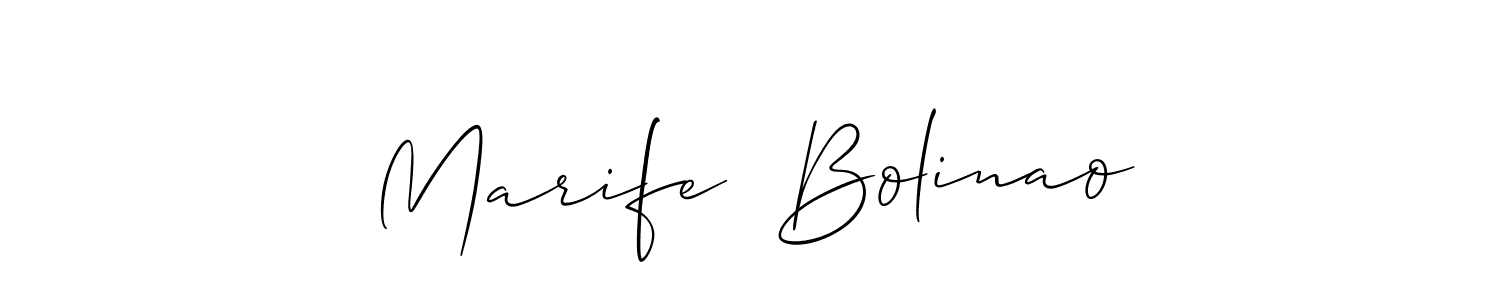 How to make Marife  Bolinao name signature. Use Allison_Script style for creating short signs online. This is the latest handwritten sign. Marife  Bolinao signature style 2 images and pictures png