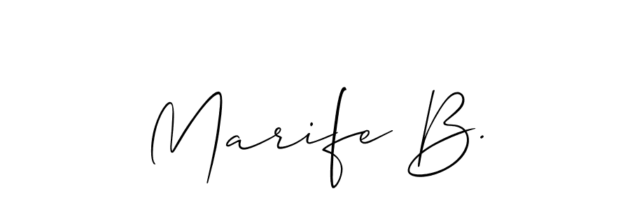 How to make Marife B. name signature. Use Allison_Script style for creating short signs online. This is the latest handwritten sign. Marife B. signature style 2 images and pictures png