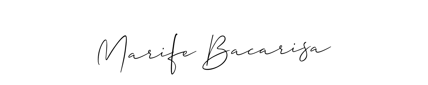 Create a beautiful signature design for name Marife Bacarisa. With this signature (Allison_Script) fonts, you can make a handwritten signature for free. Marife Bacarisa signature style 2 images and pictures png