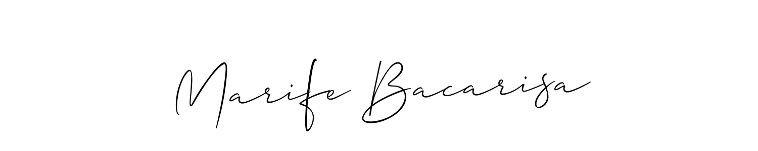 Create a beautiful signature design for name Marife Bacarisa. With this signature (Allison_Script) fonts, you can make a handwritten signature for free. Marife Bacarisa signature style 2 images and pictures png