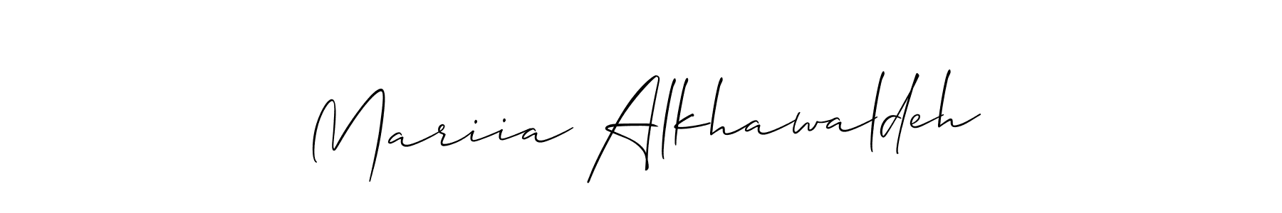 Also we have Mariia Alkhawaldeh name is the best signature style. Create professional handwritten signature collection using Allison_Script autograph style. Mariia Alkhawaldeh signature style 2 images and pictures png