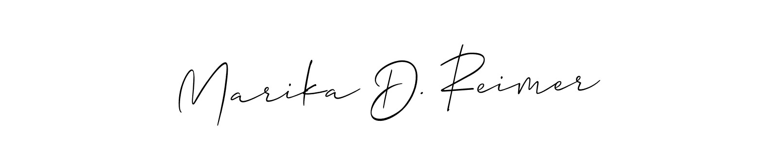 Create a beautiful signature design for name Marika D. Reimer. With this signature (Allison_Script) fonts, you can make a handwritten signature for free. Marika D. Reimer signature style 2 images and pictures png