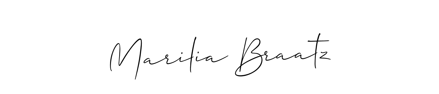 Marilia Braatz stylish signature style. Best Handwritten Sign (Allison_Script) for my name. Handwritten Signature Collection Ideas for my name Marilia Braatz. Marilia Braatz signature style 2 images and pictures png