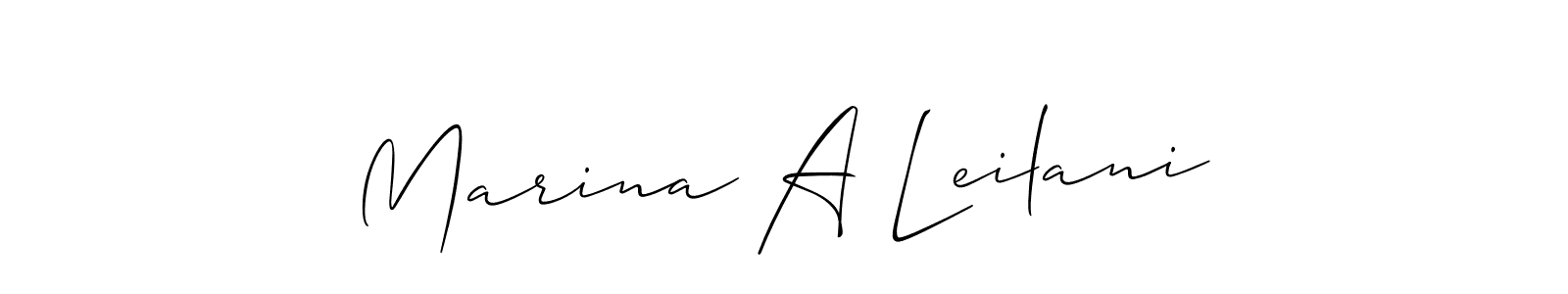 Make a short Marina A Leilani signature style. Manage your documents anywhere anytime using Allison_Script. Create and add eSignatures, submit forms, share and send files easily. Marina A Leilani signature style 2 images and pictures png
