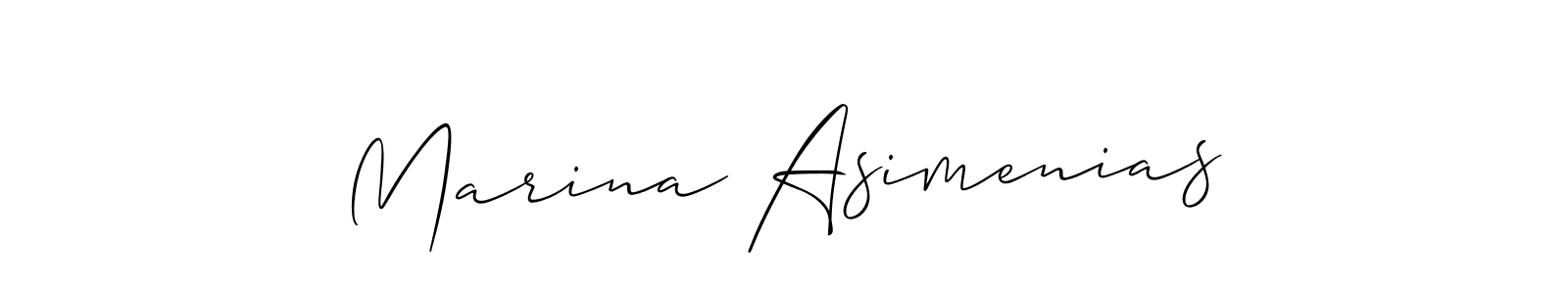 Create a beautiful signature design for name Marina Asimenias. With this signature (Allison_Script) fonts, you can make a handwritten signature for free. Marina Asimenias signature style 2 images and pictures png
