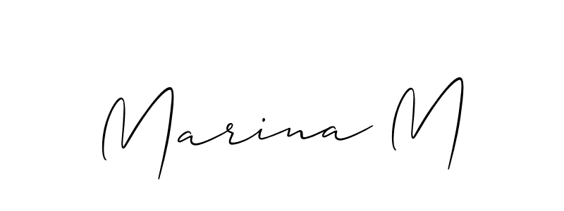 Allison_Script is a professional signature style that is perfect for those who want to add a touch of class to their signature. It is also a great choice for those who want to make their signature more unique. Get Marina M name to fancy signature for free. Marina M signature style 2 images and pictures png