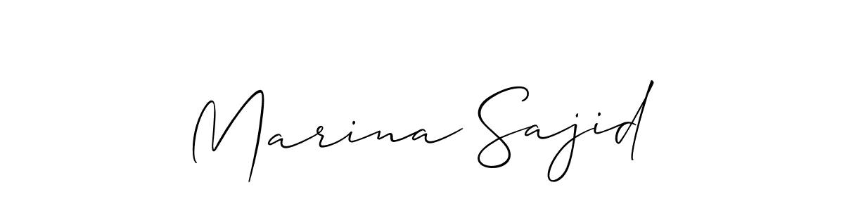 Create a beautiful signature design for name Marina Sajid. With this signature (Allison_Script) fonts, you can make a handwritten signature for free. Marina Sajid signature style 2 images and pictures png