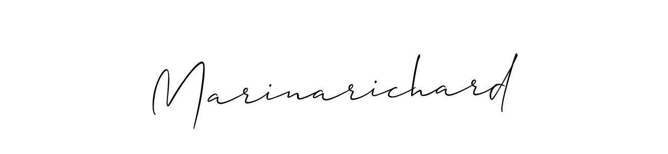 Use a signature maker to create a handwritten signature online. With this signature software, you can design (Allison_Script) your own signature for name Marinarichard. Marinarichard signature style 2 images and pictures png