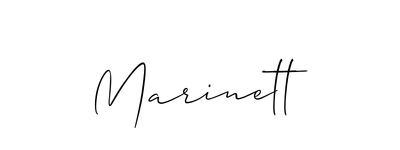 Use a signature maker to create a handwritten signature online. With this signature software, you can design (Allison_Script) your own signature for name Marinett. Marinett signature style 2 images and pictures png