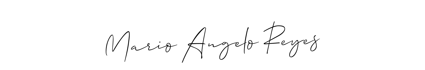 How to make Mario Angelo Reyes name signature. Use Allison_Script style for creating short signs online. This is the latest handwritten sign. Mario Angelo Reyes signature style 2 images and pictures png