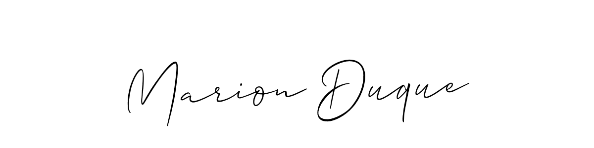 Use a signature maker to create a handwritten signature online. With this signature software, you can design (Allison_Script) your own signature for name Marion Duque. Marion Duque signature style 2 images and pictures png
