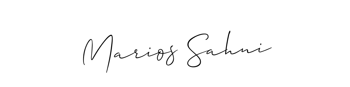 Make a short Marios Sahni signature style. Manage your documents anywhere anytime using Allison_Script. Create and add eSignatures, submit forms, share and send files easily. Marios Sahni signature style 2 images and pictures png