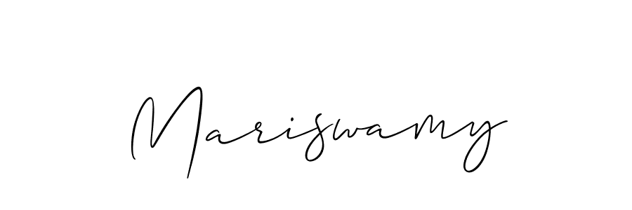 Allison_Script is a professional signature style that is perfect for those who want to add a touch of class to their signature. It is also a great choice for those who want to make their signature more unique. Get Mariswamy name to fancy signature for free. Mariswamy signature style 2 images and pictures png