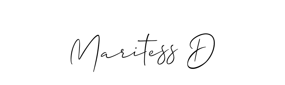 How to make Maritess D name signature. Use Allison_Script style for creating short signs online. This is the latest handwritten sign. Maritess D signature style 2 images and pictures png
