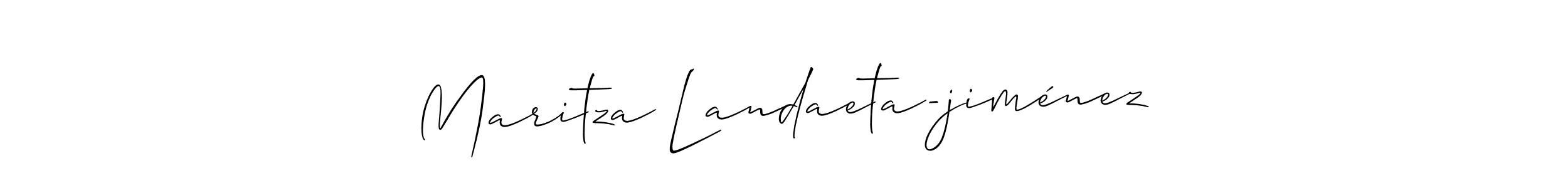 Make a beautiful signature design for name Maritza Landaeta-jiménez. With this signature (Allison_Script) style, you can create a handwritten signature for free. Maritza Landaeta-jiménez signature style 2 images and pictures png