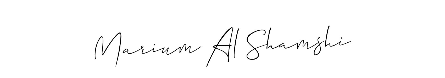 You should practise on your own different ways (Allison_Script) to write your name (Marium Al Shamshi) in signature. don't let someone else do it for you. Marium Al Shamshi signature style 2 images and pictures png