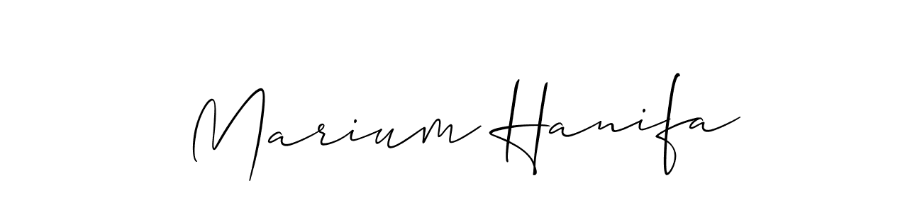 if you are searching for the best signature style for your name Marium Hanifa. so please give up your signature search. here we have designed multiple signature styles  using Allison_Script. Marium Hanifa signature style 2 images and pictures png
