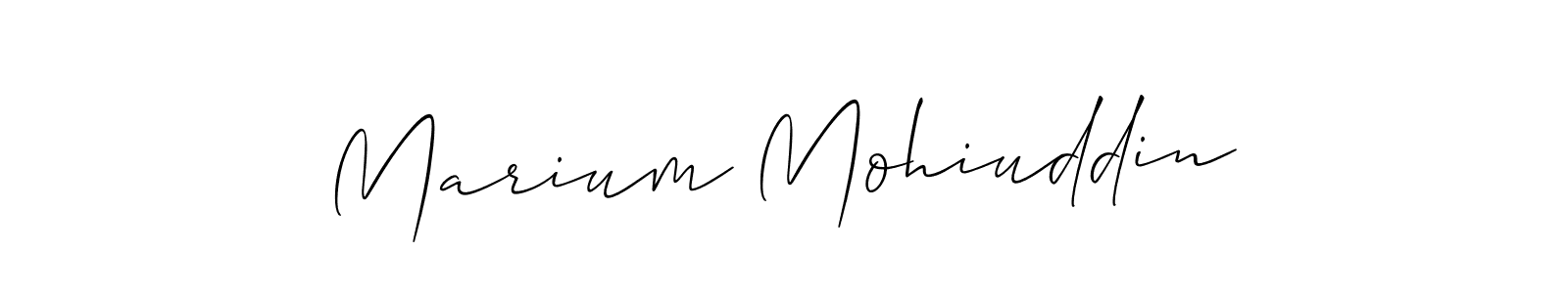 The best way (Allison_Script) to make a short signature is to pick only two or three words in your name. The name Marium Mohiuddin include a total of six letters. For converting this name. Marium Mohiuddin signature style 2 images and pictures png