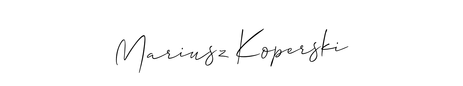 if you are searching for the best signature style for your name Mariusz Koperski. so please give up your signature search. here we have designed multiple signature styles  using Allison_Script. Mariusz Koperski signature style 2 images and pictures png