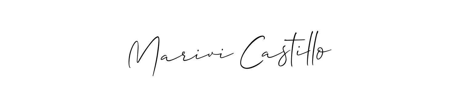 Marivi Castillo stylish signature style. Best Handwritten Sign (Allison_Script) for my name. Handwritten Signature Collection Ideas for my name Marivi Castillo. Marivi Castillo signature style 2 images and pictures png