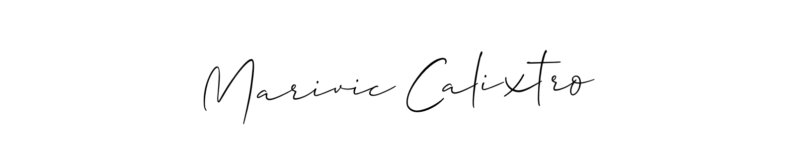 It looks lik you need a new signature style for name Marivic Calixtro. Design unique handwritten (Allison_Script) signature with our free signature maker in just a few clicks. Marivic Calixtro signature style 2 images and pictures png