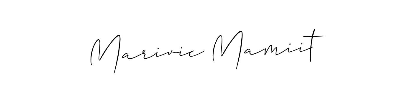 You should practise on your own different ways (Allison_Script) to write your name (Marivic Mamiit) in signature. don't let someone else do it for you. Marivic Mamiit signature style 2 images and pictures png