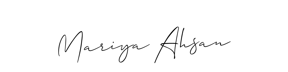 The best way (Allison_Script) to make a short signature is to pick only two or three words in your name. The name Mariya Ahsan include a total of six letters. For converting this name. Mariya Ahsan signature style 2 images and pictures png