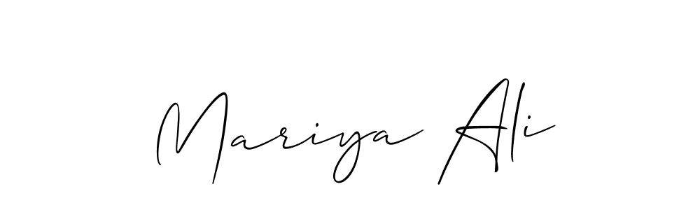 The best way (Allison_Script) to make a short signature is to pick only two or three words in your name. The name Mariya Ali include a total of six letters. For converting this name. Mariya Ali signature style 2 images and pictures png