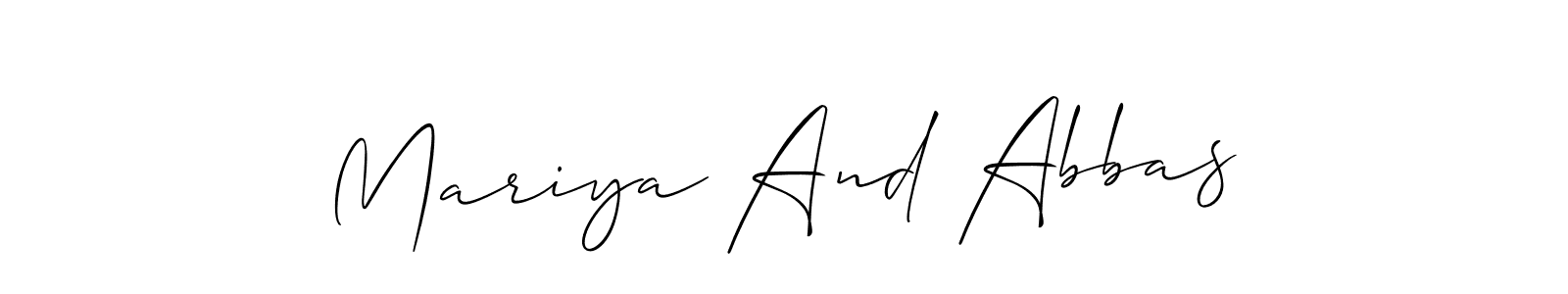 This is the best signature style for the Mariya And Abbas name. Also you like these signature font (Allison_Script). Mix name signature. Mariya And Abbas signature style 2 images and pictures png