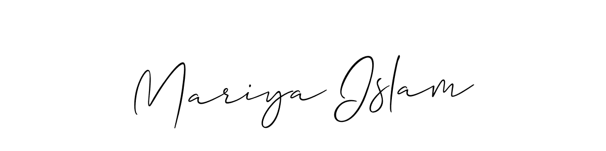 Make a beautiful signature design for name Mariya Islam. With this signature (Allison_Script) style, you can create a handwritten signature for free. Mariya Islam signature style 2 images and pictures png