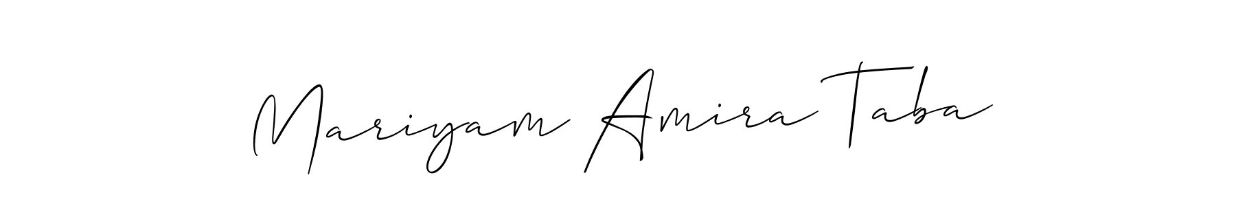 You should practise on your own different ways (Allison_Script) to write your name (Mariyam Amira Taba) in signature. don't let someone else do it for you. Mariyam Amira Taba signature style 2 images and pictures png