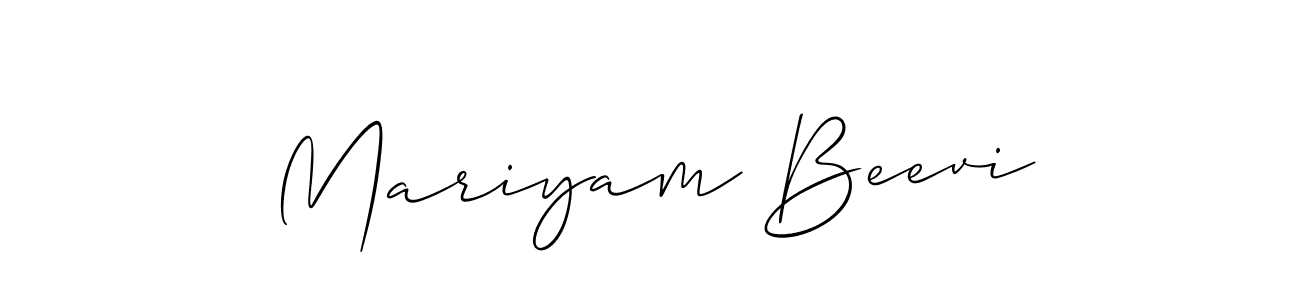 Mariyam Beevi stylish signature style. Best Handwritten Sign (Allison_Script) for my name. Handwritten Signature Collection Ideas for my name Mariyam Beevi. Mariyam Beevi signature style 2 images and pictures png