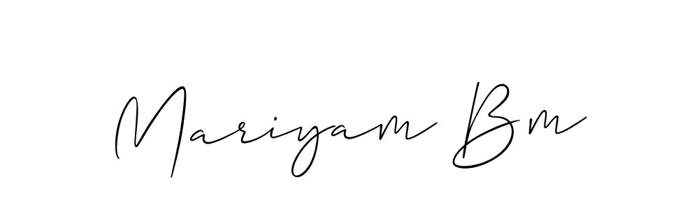 Allison_Script is a professional signature style that is perfect for those who want to add a touch of class to their signature. It is also a great choice for those who want to make their signature more unique. Get Mariyam Bm name to fancy signature for free. Mariyam Bm signature style 2 images and pictures png