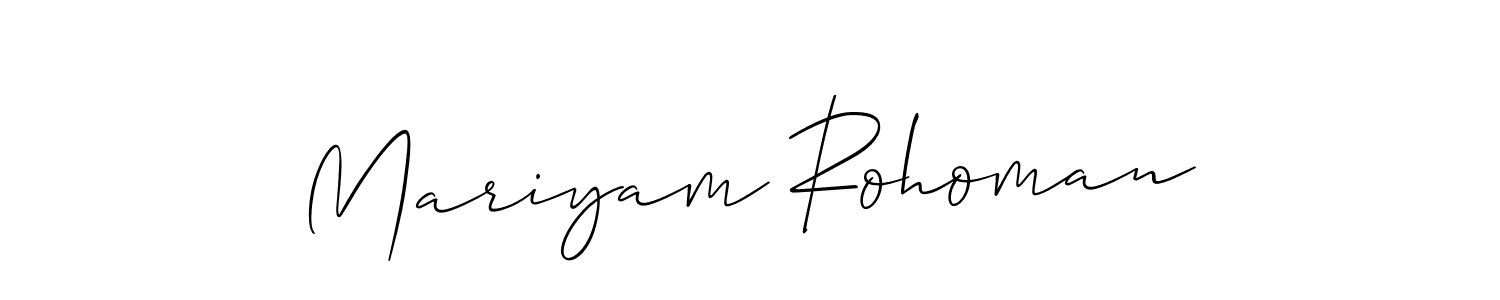 How to make Mariyam Rohoman name signature. Use Allison_Script style for creating short signs online. This is the latest handwritten sign. Mariyam Rohoman signature style 2 images and pictures png