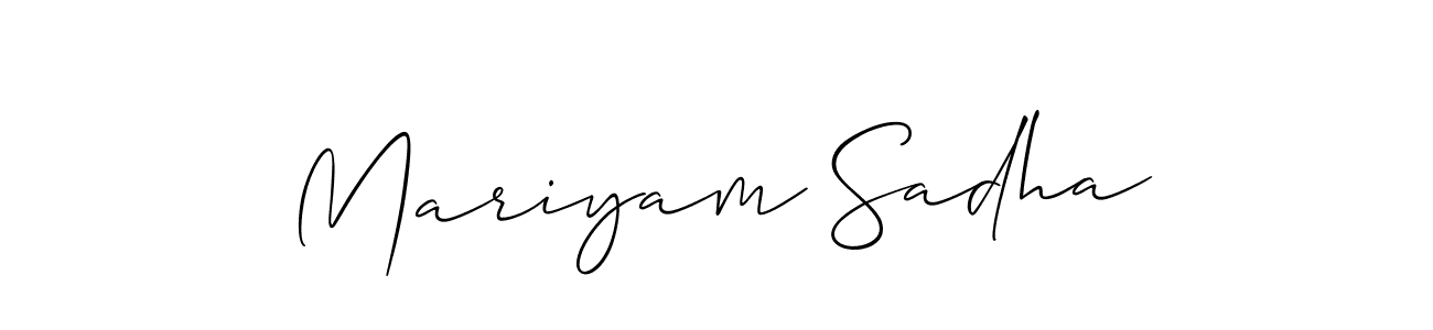 Also You can easily find your signature by using the search form. We will create Mariyam Sadha name handwritten signature images for you free of cost using Allison_Script sign style. Mariyam Sadha signature style 2 images and pictures png