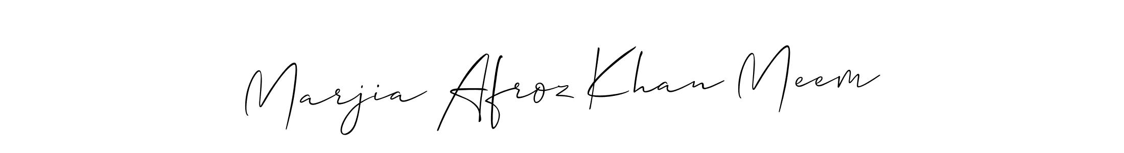 Create a beautiful signature design for name Marjia Afroz Khan Meem. With this signature (Allison_Script) fonts, you can make a handwritten signature for free. Marjia Afroz Khan Meem signature style 2 images and pictures png