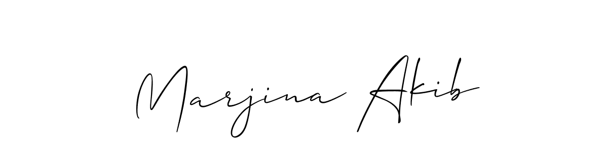 You should practise on your own different ways (Allison_Script) to write your name (Marjina Akib) in signature. don't let someone else do it for you. Marjina Akib signature style 2 images and pictures png