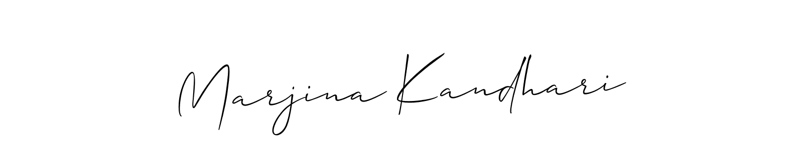 You should practise on your own different ways (Allison_Script) to write your name (Marjina Kandhari) in signature. don't let someone else do it for you. Marjina Kandhari signature style 2 images and pictures png