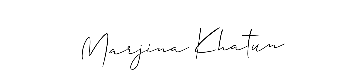 The best way (Allison_Script) to make a short signature is to pick only two or three words in your name. The name Marjina Khatun include a total of six letters. For converting this name. Marjina Khatun signature style 2 images and pictures png