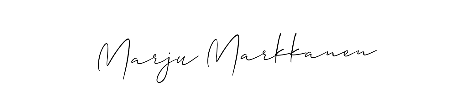 if you are searching for the best signature style for your name Marju Markkanen. so please give up your signature search. here we have designed multiple signature styles  using Allison_Script. Marju Markkanen signature style 2 images and pictures png