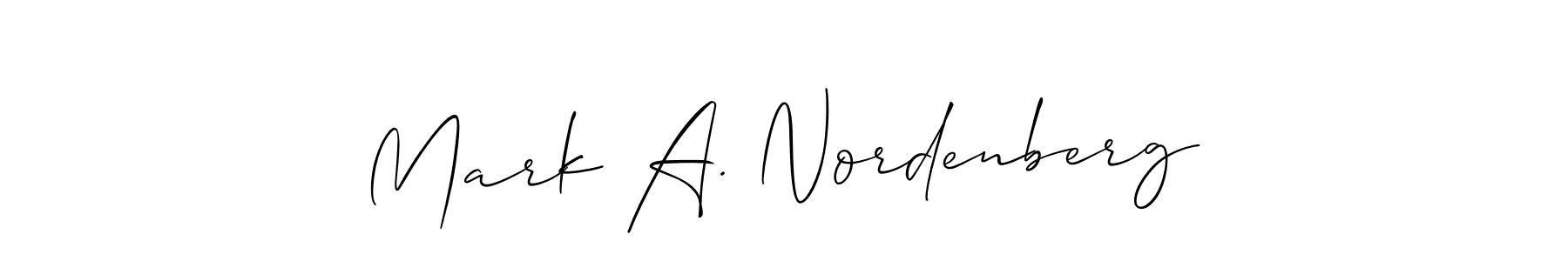 Mark A. Nordenberg stylish signature style. Best Handwritten Sign (Allison_Script) for my name. Handwritten Signature Collection Ideas for my name Mark A. Nordenberg. Mark A. Nordenberg signature style 2 images and pictures png
