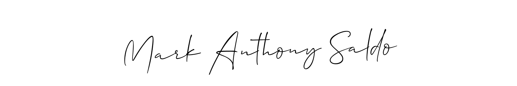 How to make Mark Anthony Saldo name signature. Use Allison_Script style for creating short signs online. This is the latest handwritten sign. Mark Anthony Saldo signature style 2 images and pictures png