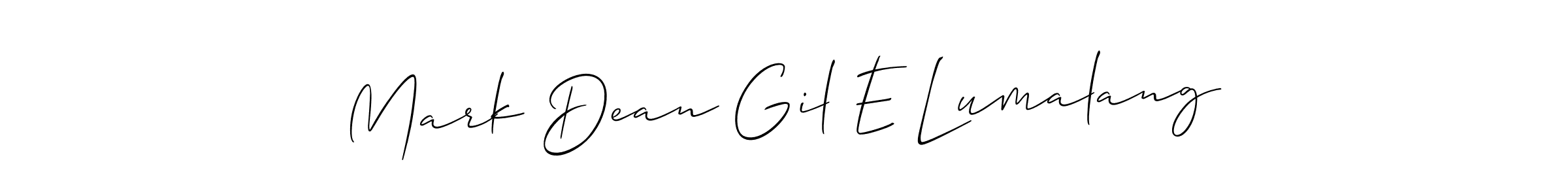 Similarly Allison_Script is the best handwritten signature design. Signature creator online .You can use it as an online autograph creator for name Mark Dean Gil E Lumalang. Mark Dean Gil E Lumalang signature style 2 images and pictures png
