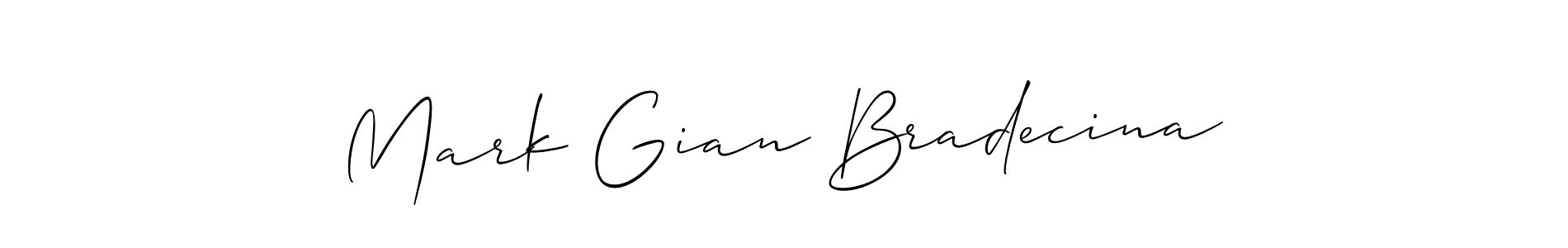 Make a beautiful signature design for name Mark Gian Bradecina. With this signature (Allison_Script) style, you can create a handwritten signature for free. Mark Gian Bradecina signature style 2 images and pictures png