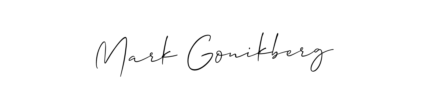 You should practise on your own different ways (Allison_Script) to write your name (Mark Gonikberg) in signature. don't let someone else do it for you. Mark Gonikberg signature style 2 images and pictures png